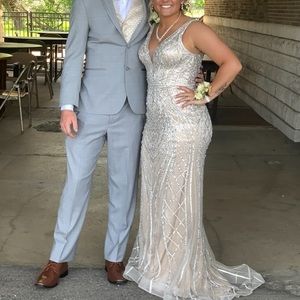 Size 12 champagne and silver formal dress